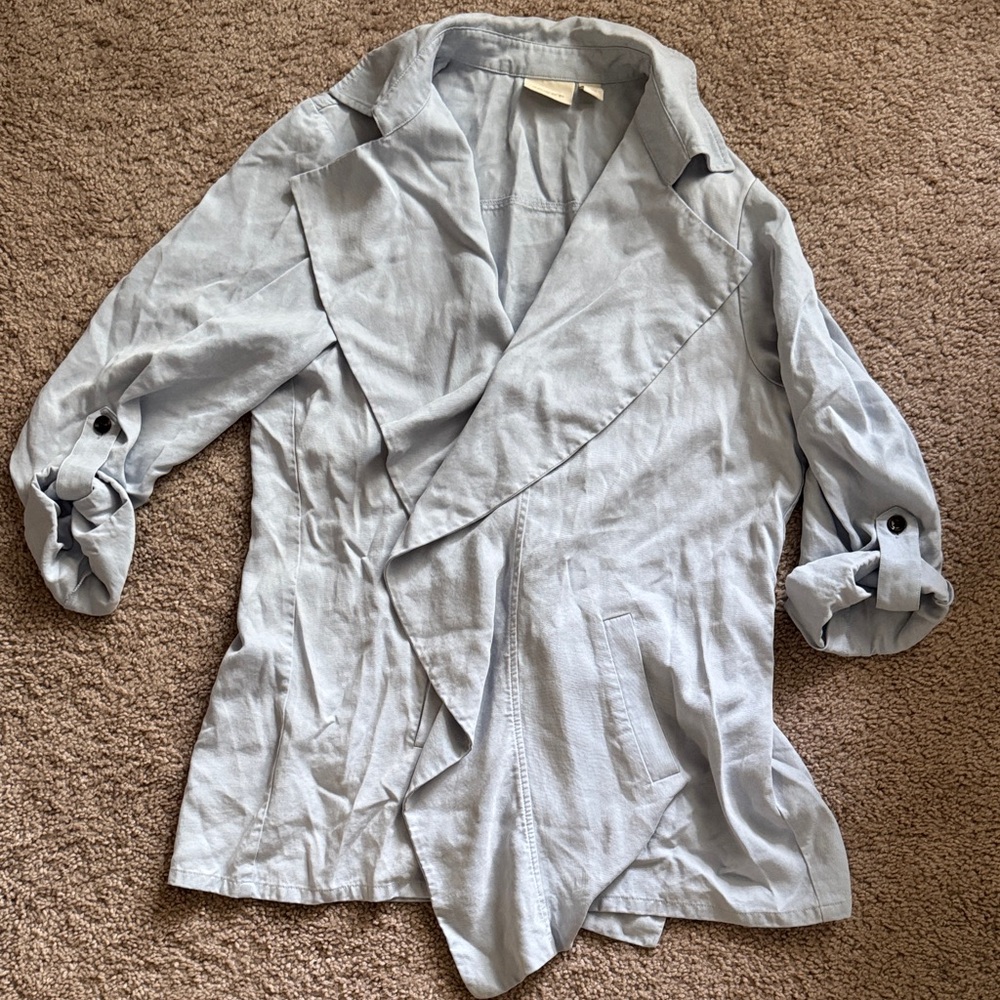 Chico's Light Gray Draped Trench Coat
